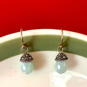 Green gemstone, sterling silver, earrings
